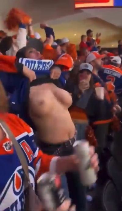 Edmonton Oilers Fan Girl Nude Flashing Video